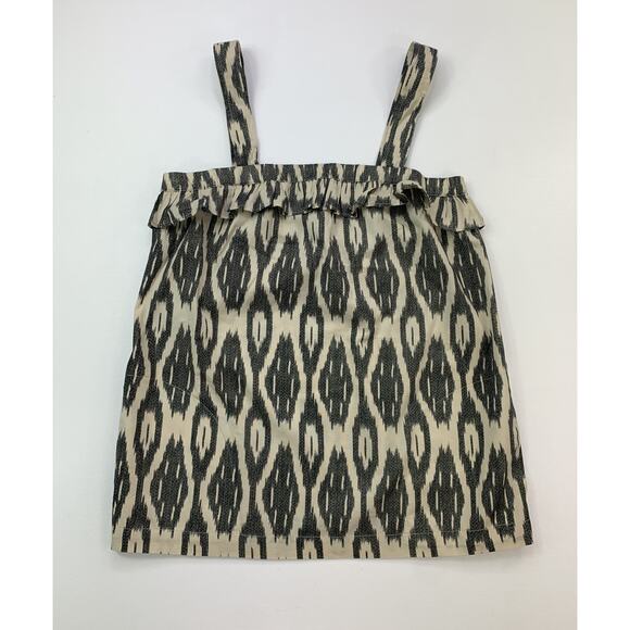 J. Crew Womens Size 0 Ikat Ruffle‎ Flounce Cotton Tank Top Blouse NWOT - Picture 8 of 12